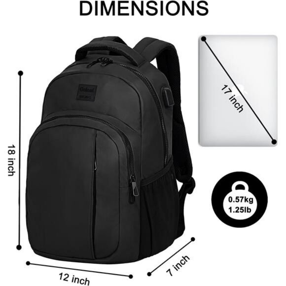Laptop Backpack USB Port Waterproof Travel Work School Bag for Men Women - Picture 3 of 7